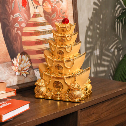 Five-Tier Gold Ingot Tower of Growing Wealth 32cm