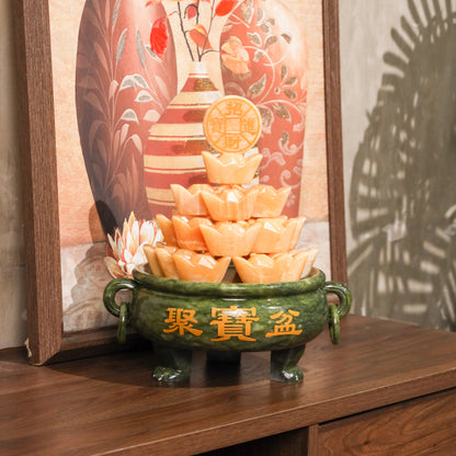Jade Wealth Pot of Overflowing Fortune 30cm