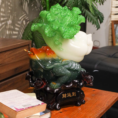Carry Home Harvest Money Frog &amp; Cabbage 46cm