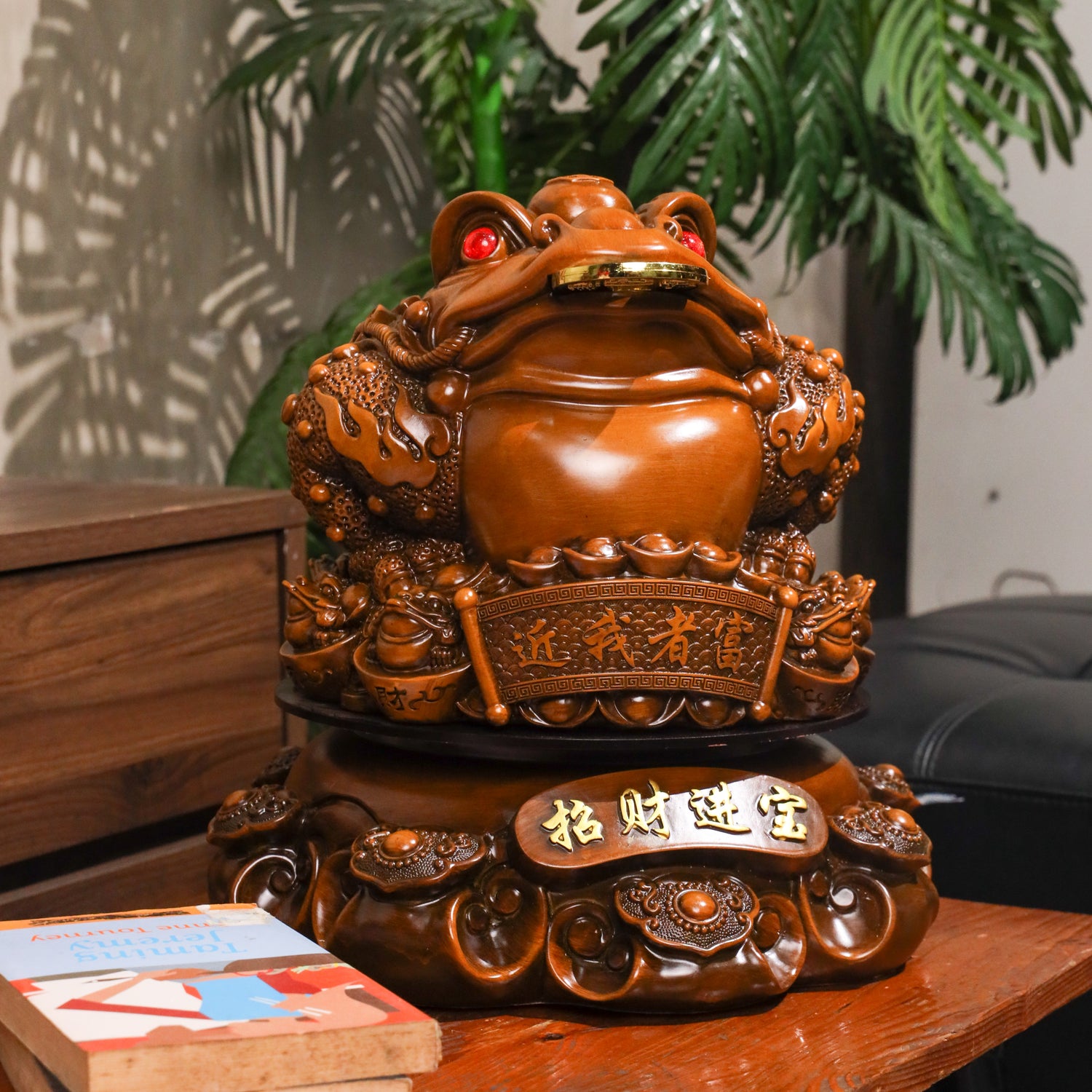 Wealth-Loaded Wood Money Frog 41cm