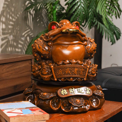 Wealth-Loaded Wood Money Frog 41cm