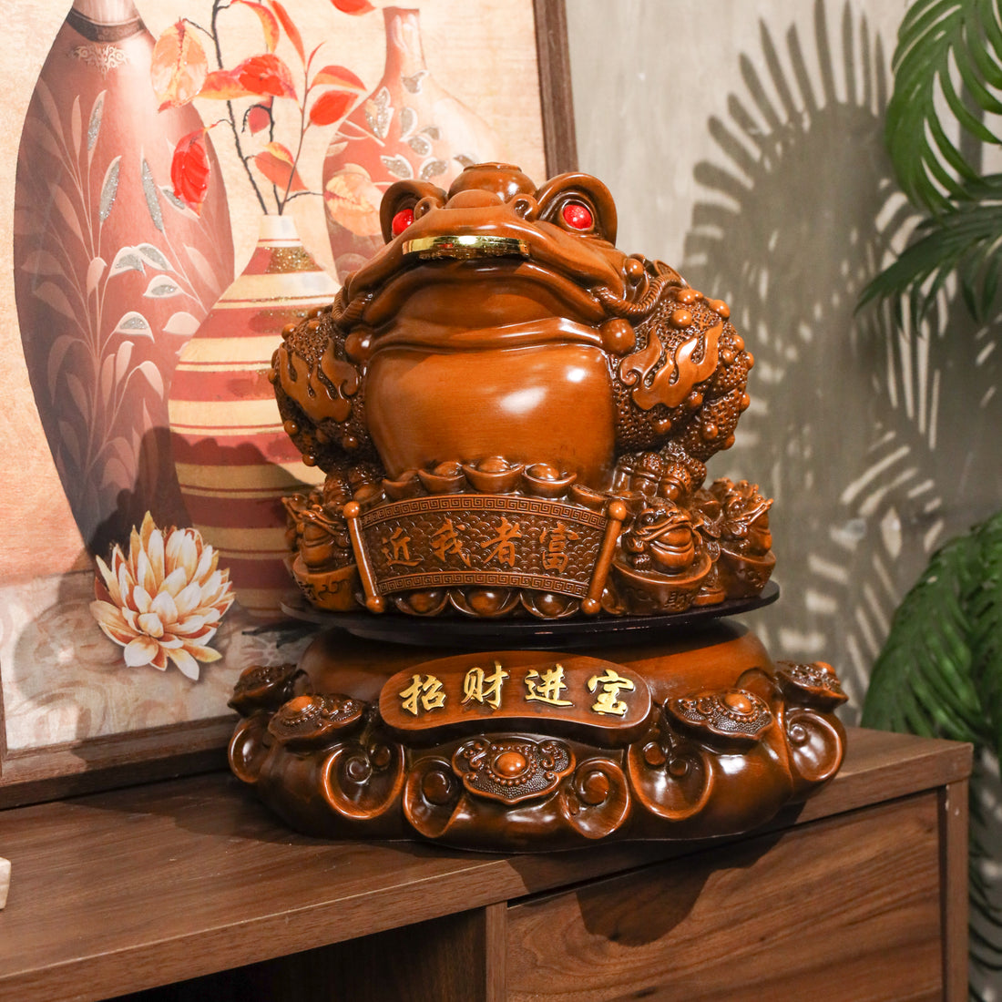 Wealth-Loaded Wood Money Frog 41cm