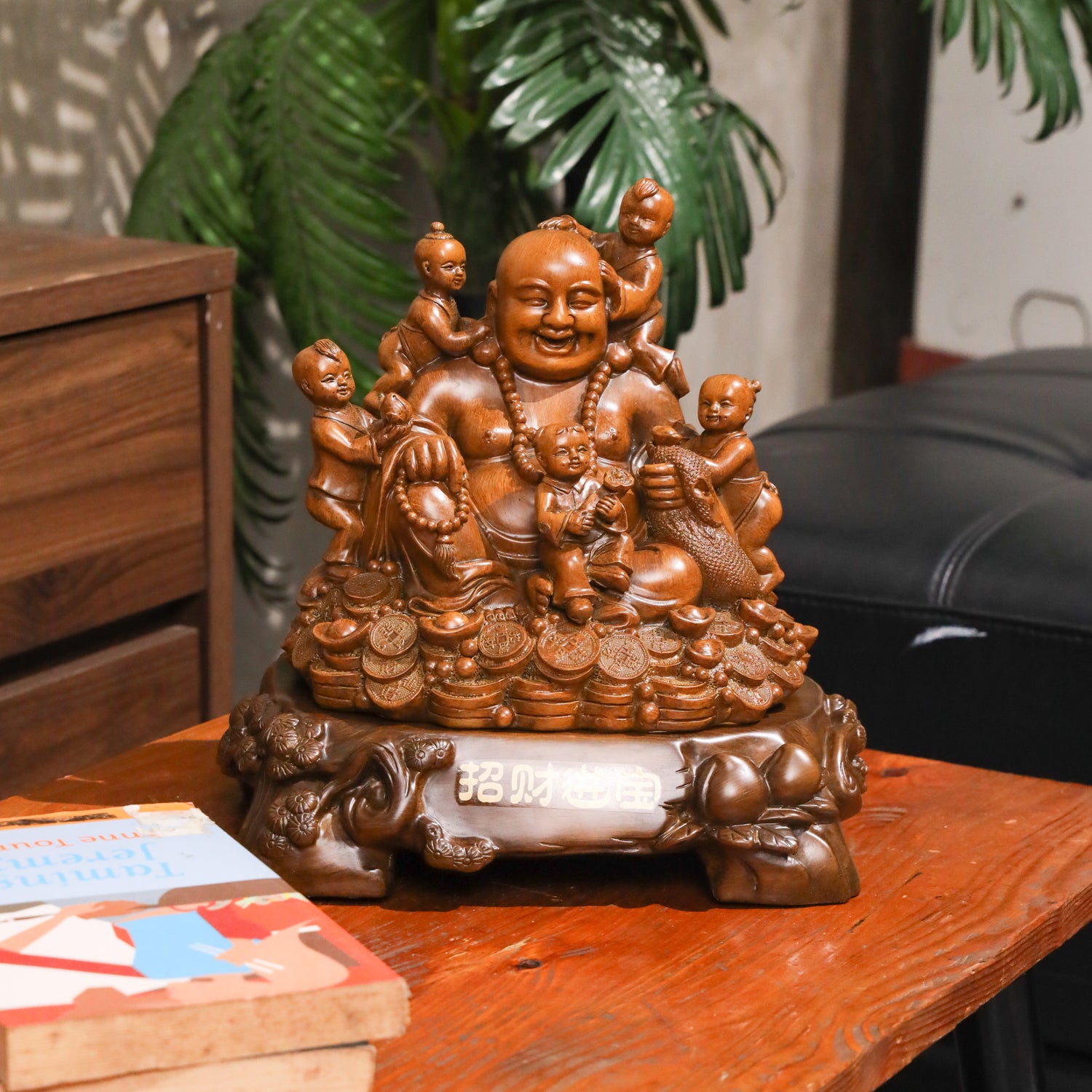 Joyful Family Laughing Buddha with Children 28cm