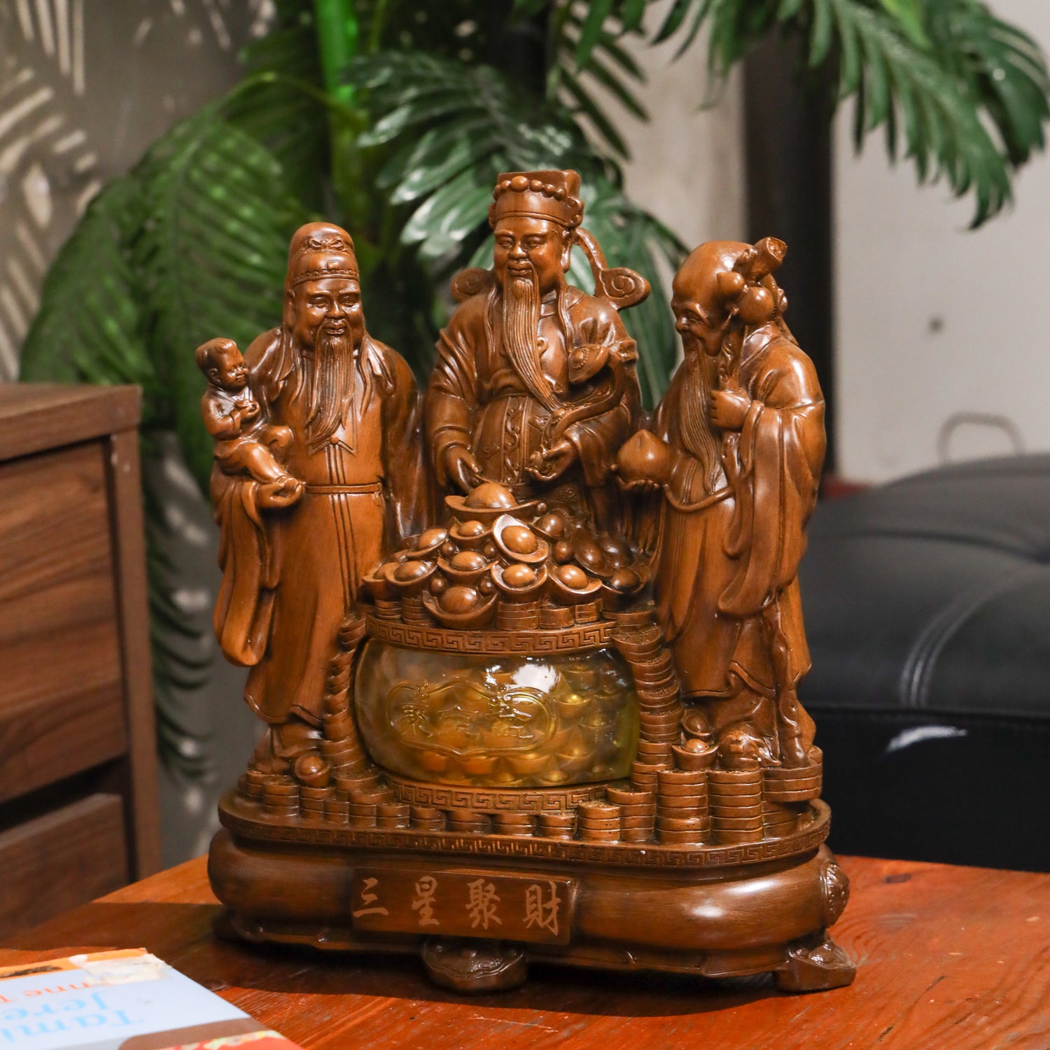 Triple Blessings Wood Fuk Luk Sau 32cm