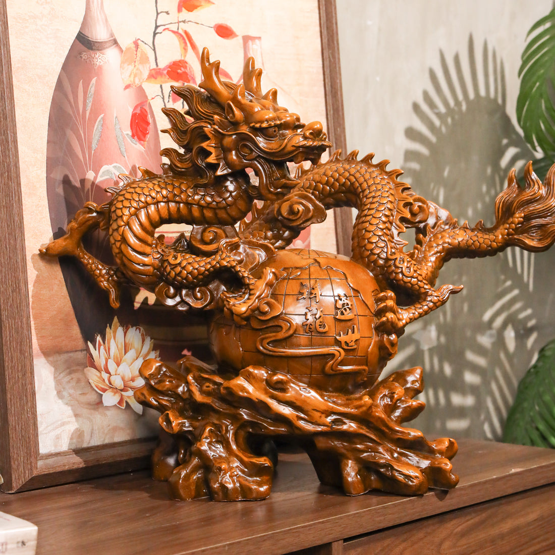 Worldwide Wealth Expansion Wood Dragon 54cm