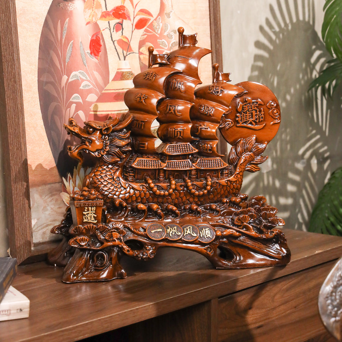 The Prosperous Journey Wood Dragon Ship 43cm