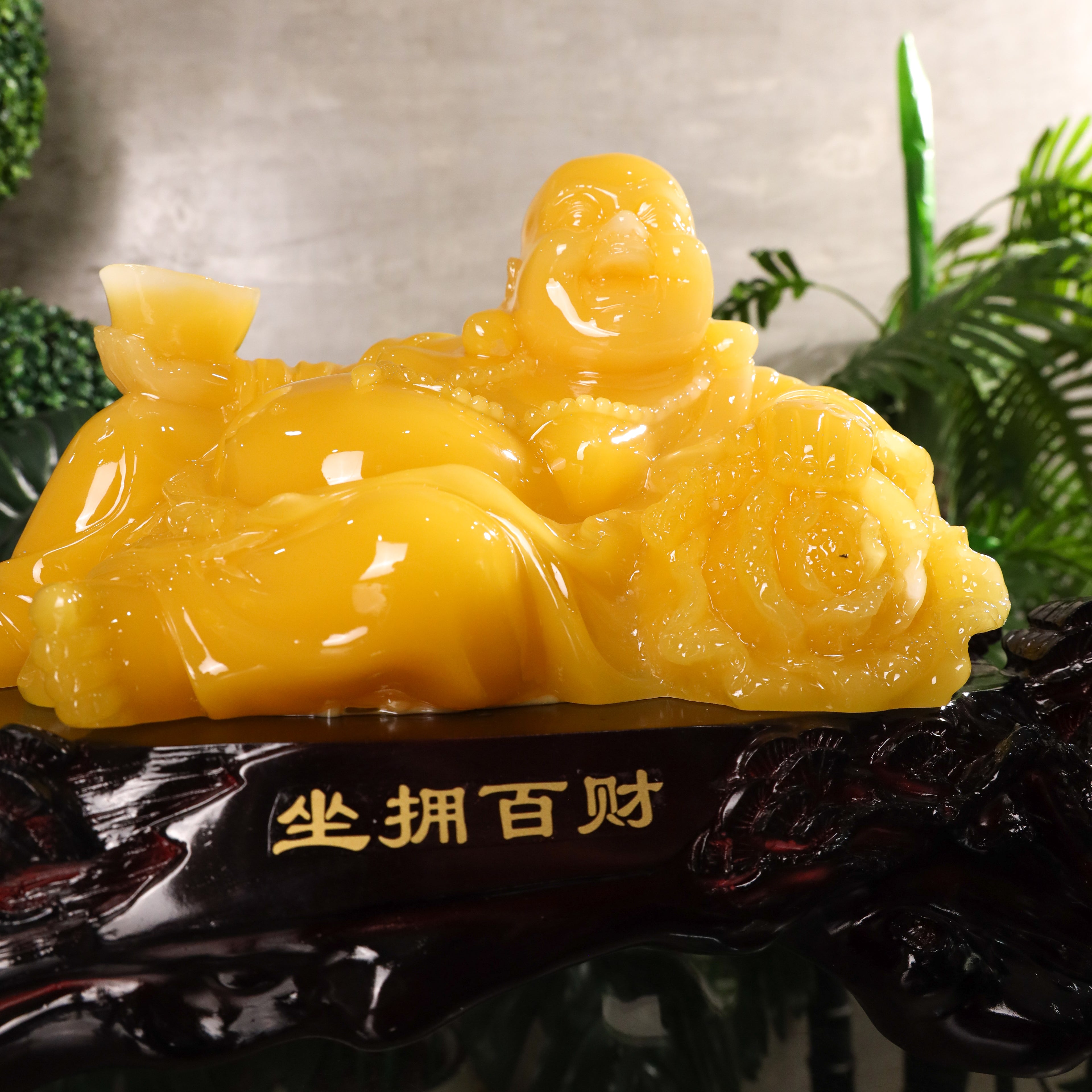 Relaxed Yellow Buddha of Lucky Fortune 48cm