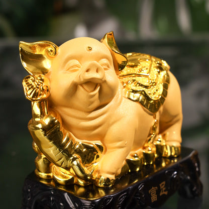 Golden Zodiac Pig of Comfortable Wealth 18cm