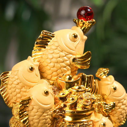 Fortunate Family of Golden Arowanas 16cm