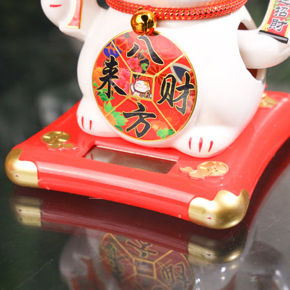 Solar-Powered Fortune Magnet Lucky Cat 14cm
