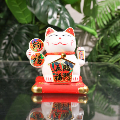 Solar-Powered Fortune Magnet Lucky Cat 14cm