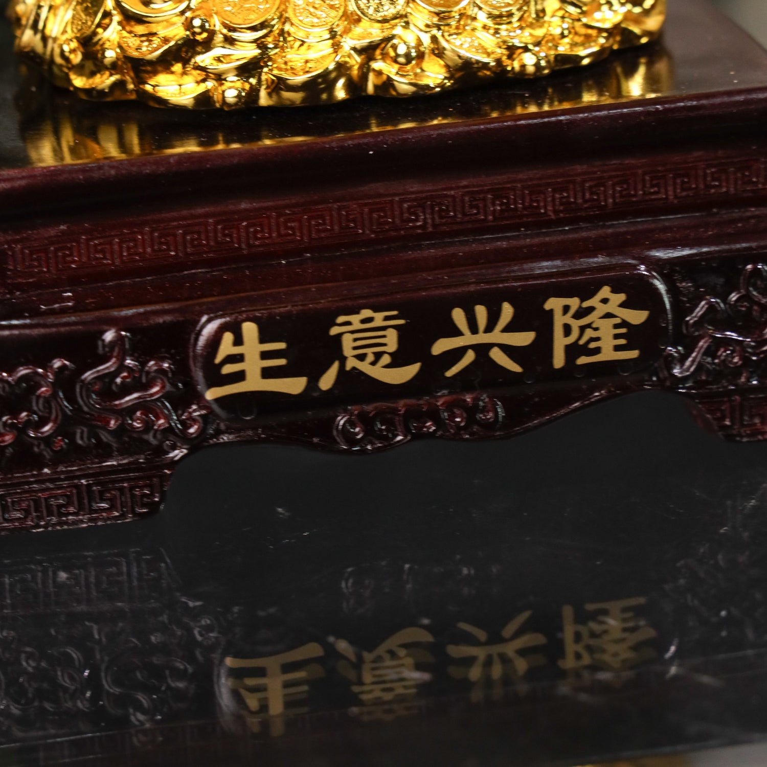 Golden Infinity Dragon on Wealth Ingot 38cm