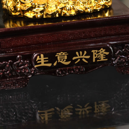 Golden Infinity Dragon on Wealth Ingot 38cm