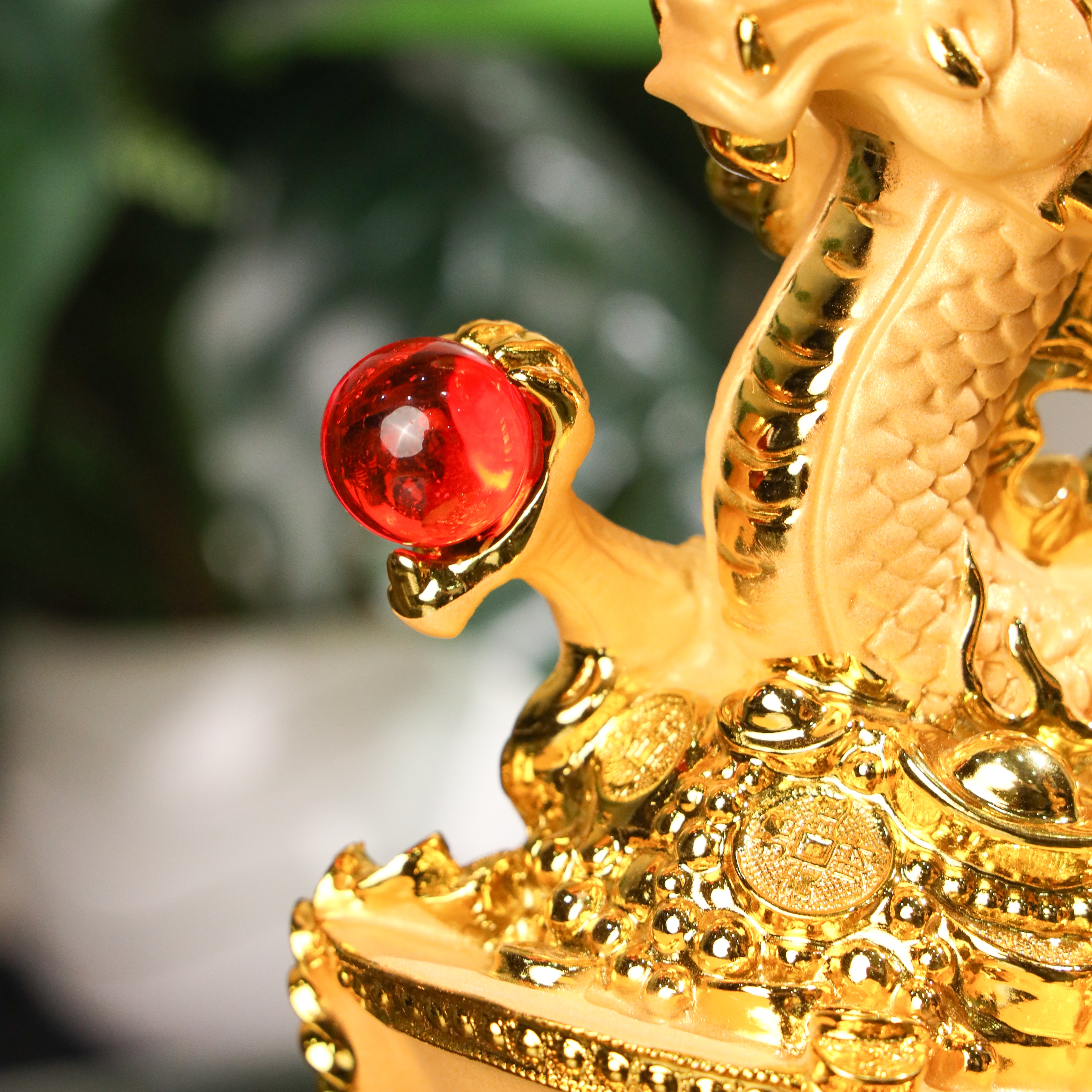 Golden Infinity Dragon on Wealth Ingot 38cm