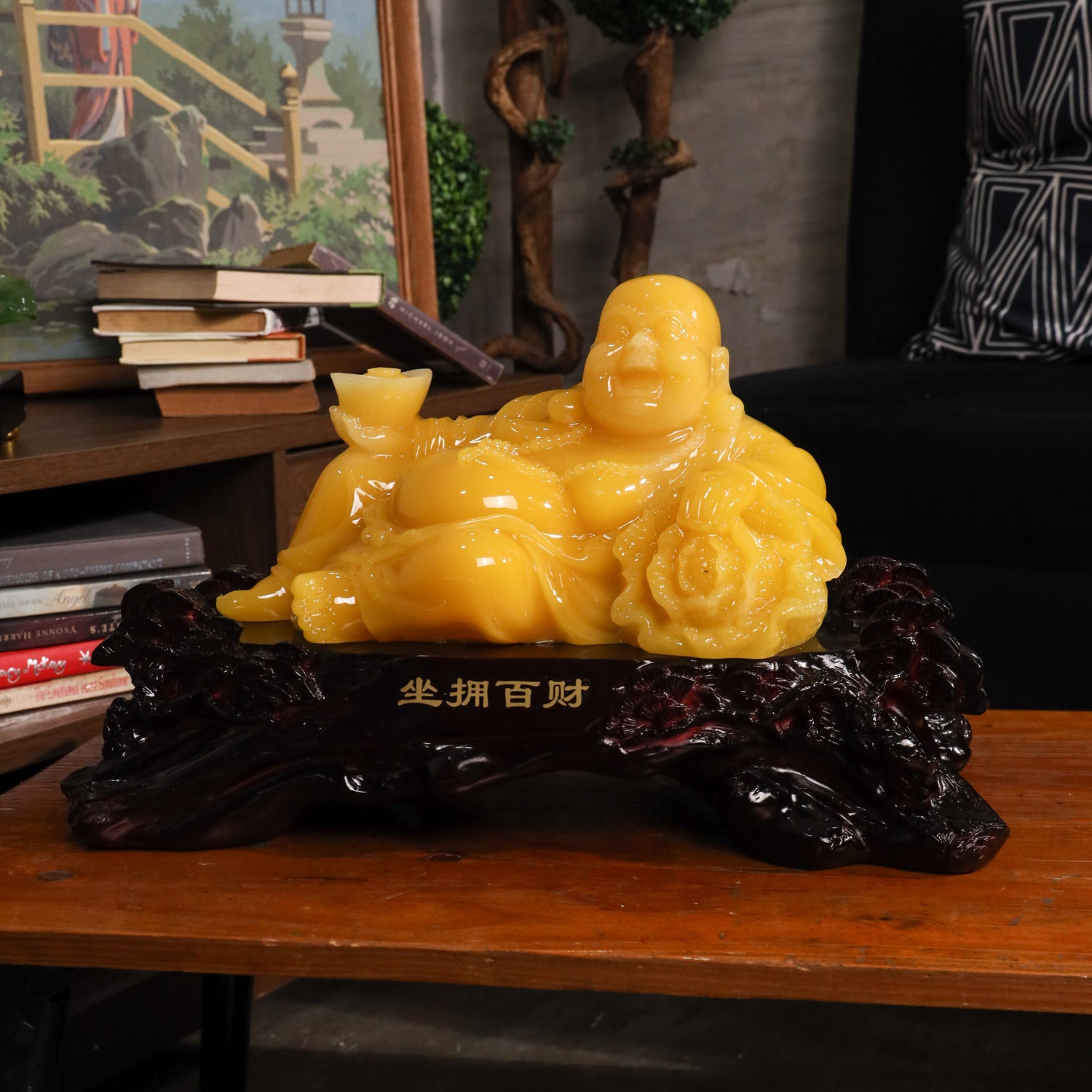 Relaxed Yellow Buddha of Lucky Fortune 48cm