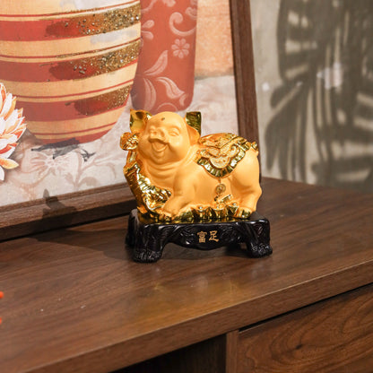 Golden Zodiac Pig of Comfortable Wealth 18cm