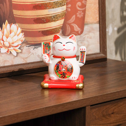 Solar-Powered Fortune Magnet Lucky Cat 14cm