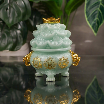 Elegant Jade Wealth Bowl of Abundance 17cm