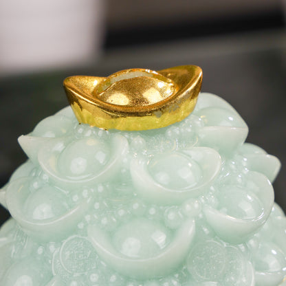 Elegant Jade Wealth Bowl of Abundance 17cm