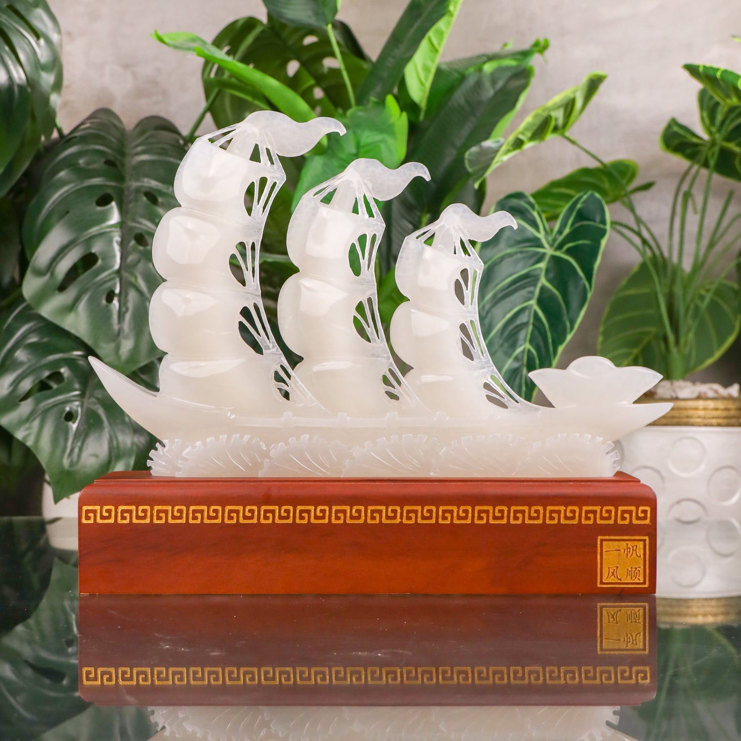"Secure Smooth Success" - Jade Wealth Ship 41cm