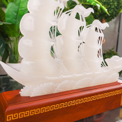 "Secure Smooth Success" - Jade Wealth Ship 41cm