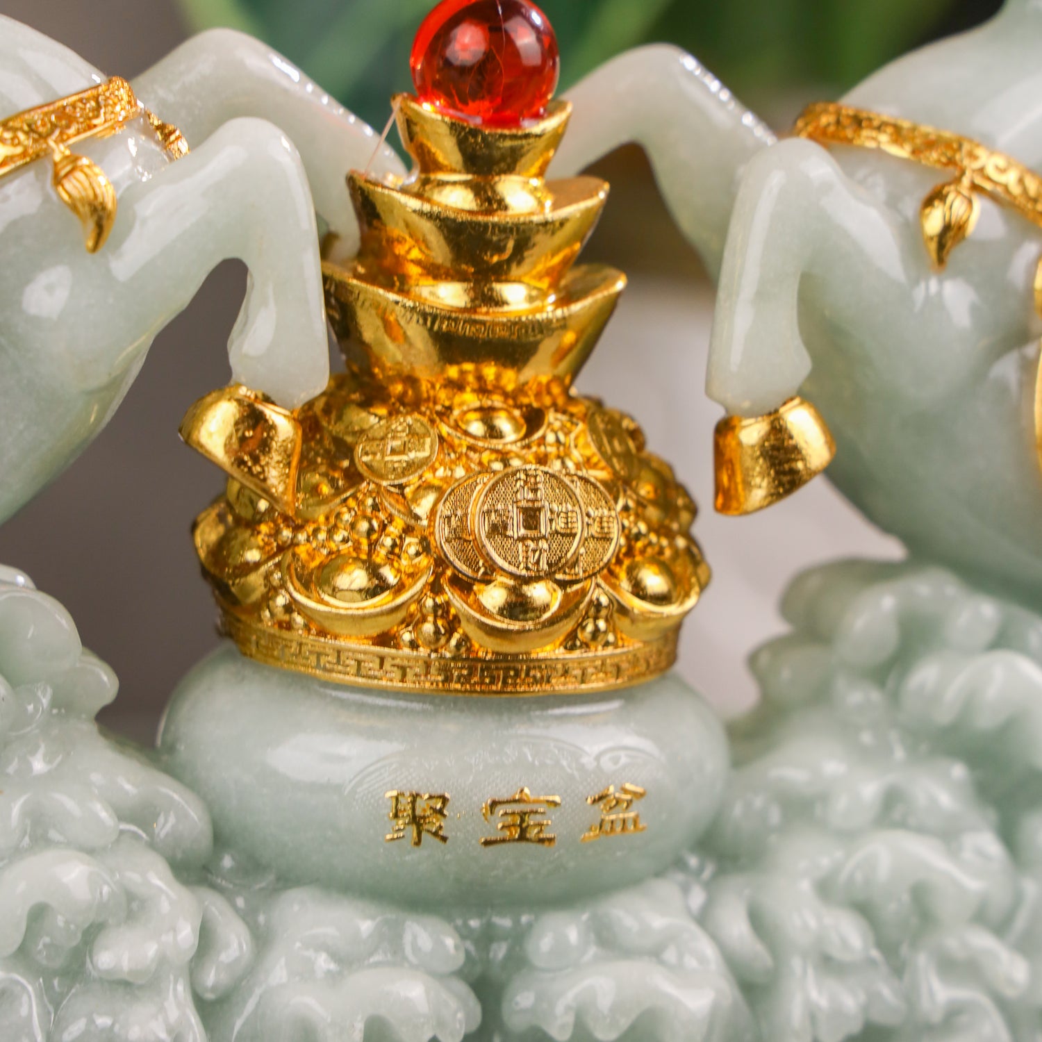 Double Jade Horses of Achievement and Gain 30cm