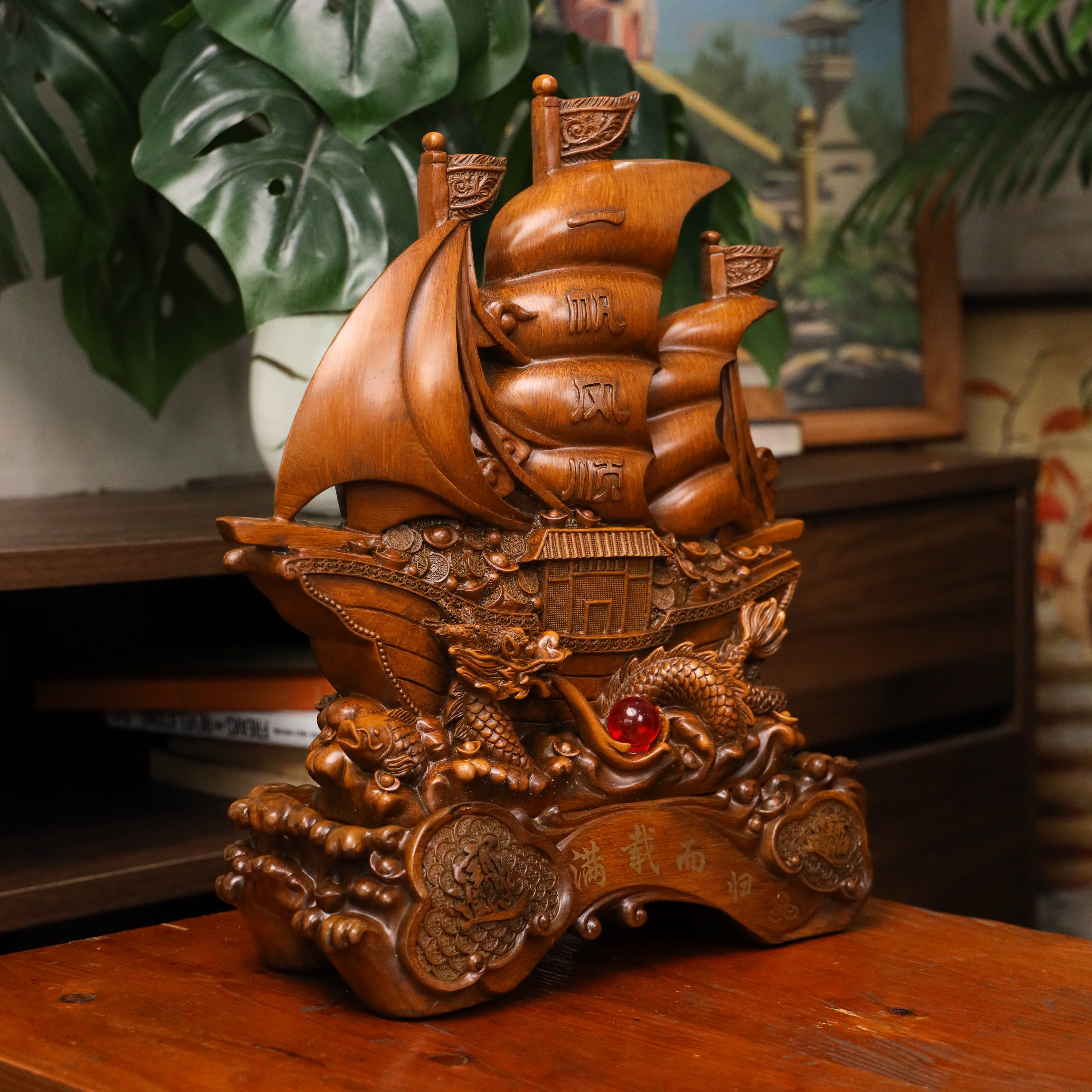 Wooden Ship of Boundless Prosperity 40cm