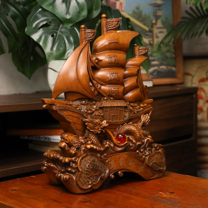 Wooden Ship of Boundless Prosperity 40cm