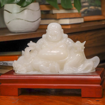 "Bring Endless Happiness" - Jade Laughing Buddha 33cm