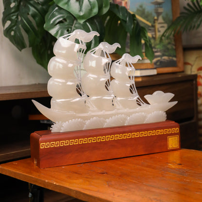 "Secure Smooth Success" - Jade Wealth Ship 41cm