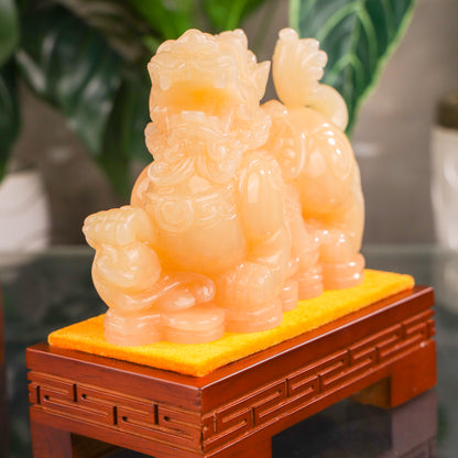 "Prevent Money Loss" - Jade Pi Yao Pair 20cm