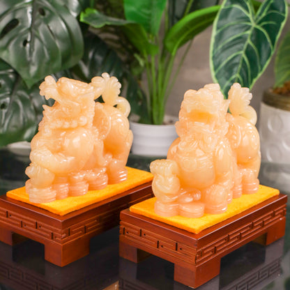 "Prevent Money Loss" - Jade Pi Yao Pair 20cm