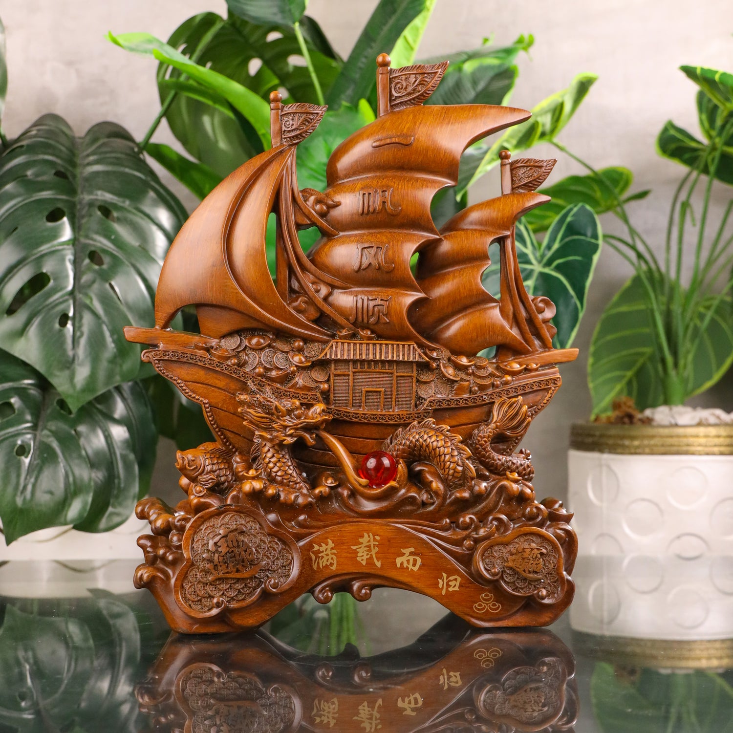 Wooden Ship of Boundless Prosperity 40cm