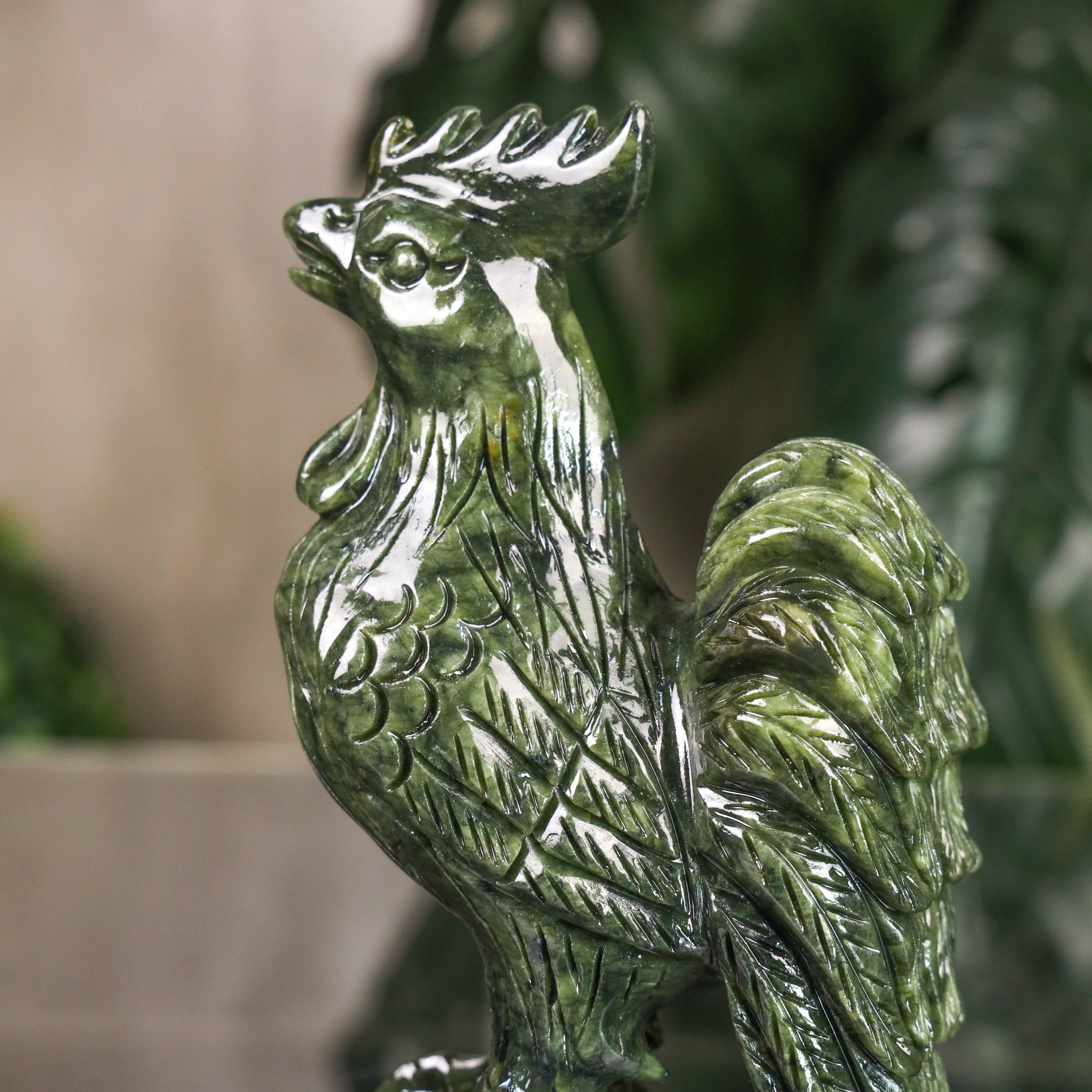 Jade Zodiac Rooster for Strong Diligence 17cm
