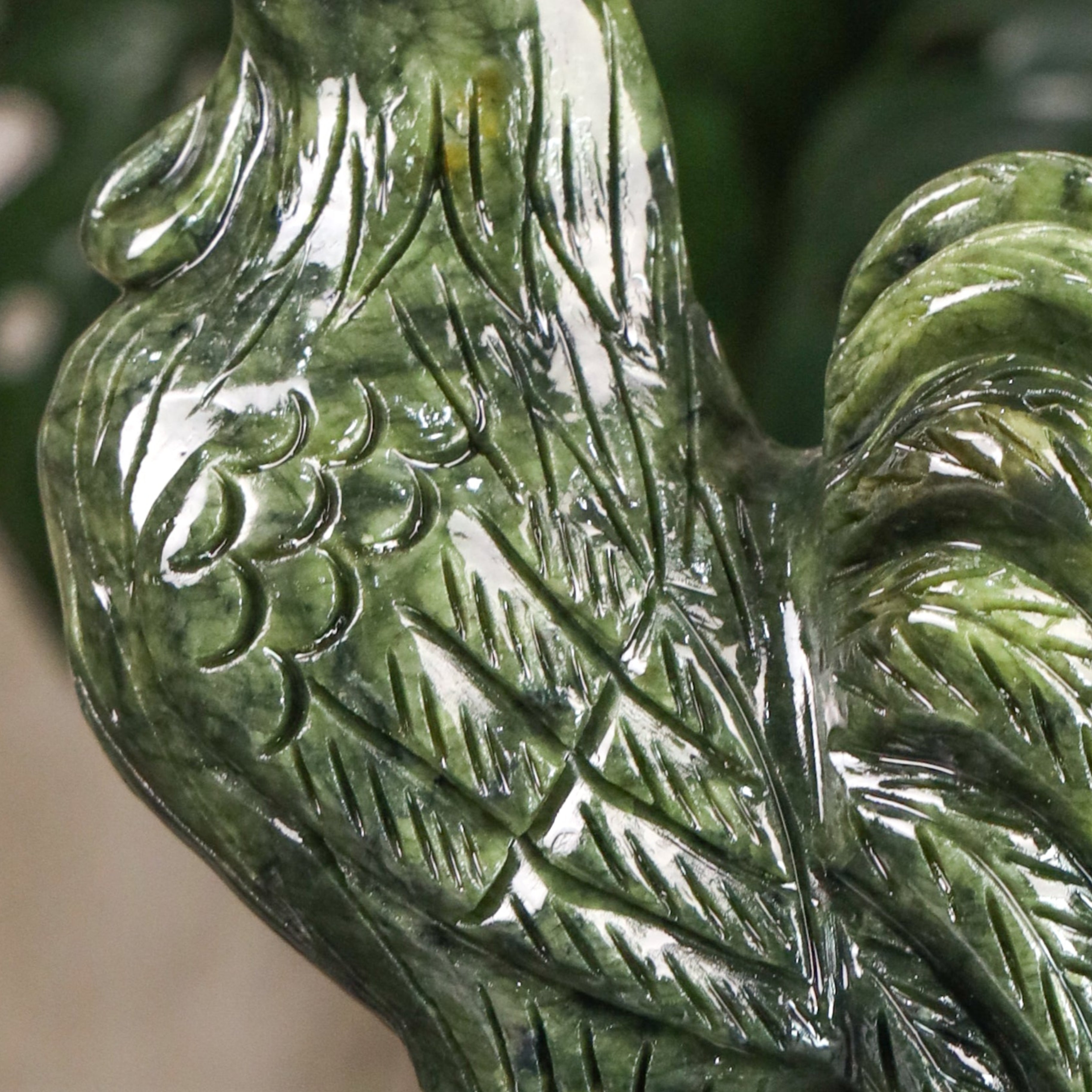 Jade Zodiac Rooster for Strong Diligence 17cm