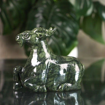Jade Zodiac Goat for Peaceful Work 15cm