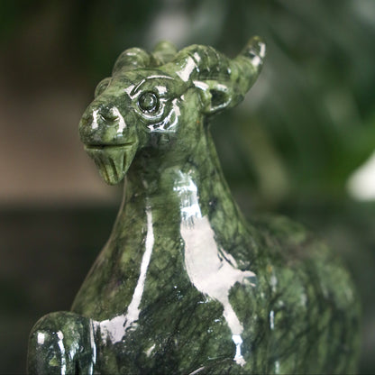 Jade Zodiac Goat for Peaceful Work 15cm