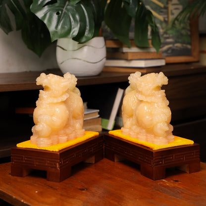 "Prevent Money Loss" - Jade Pi Yao Pair 20cm