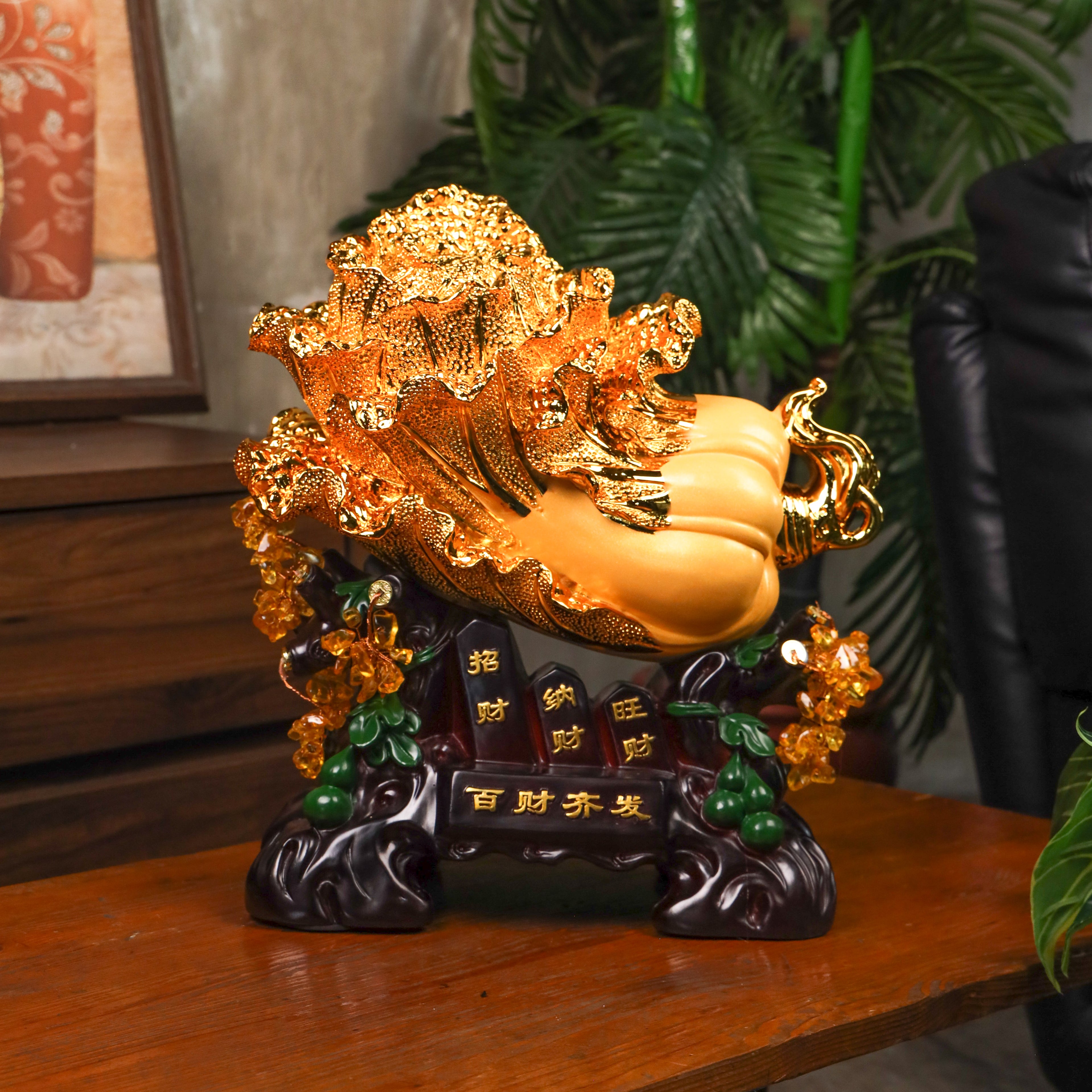 Golden Wealth Cabbage for Money Attraction 38cm