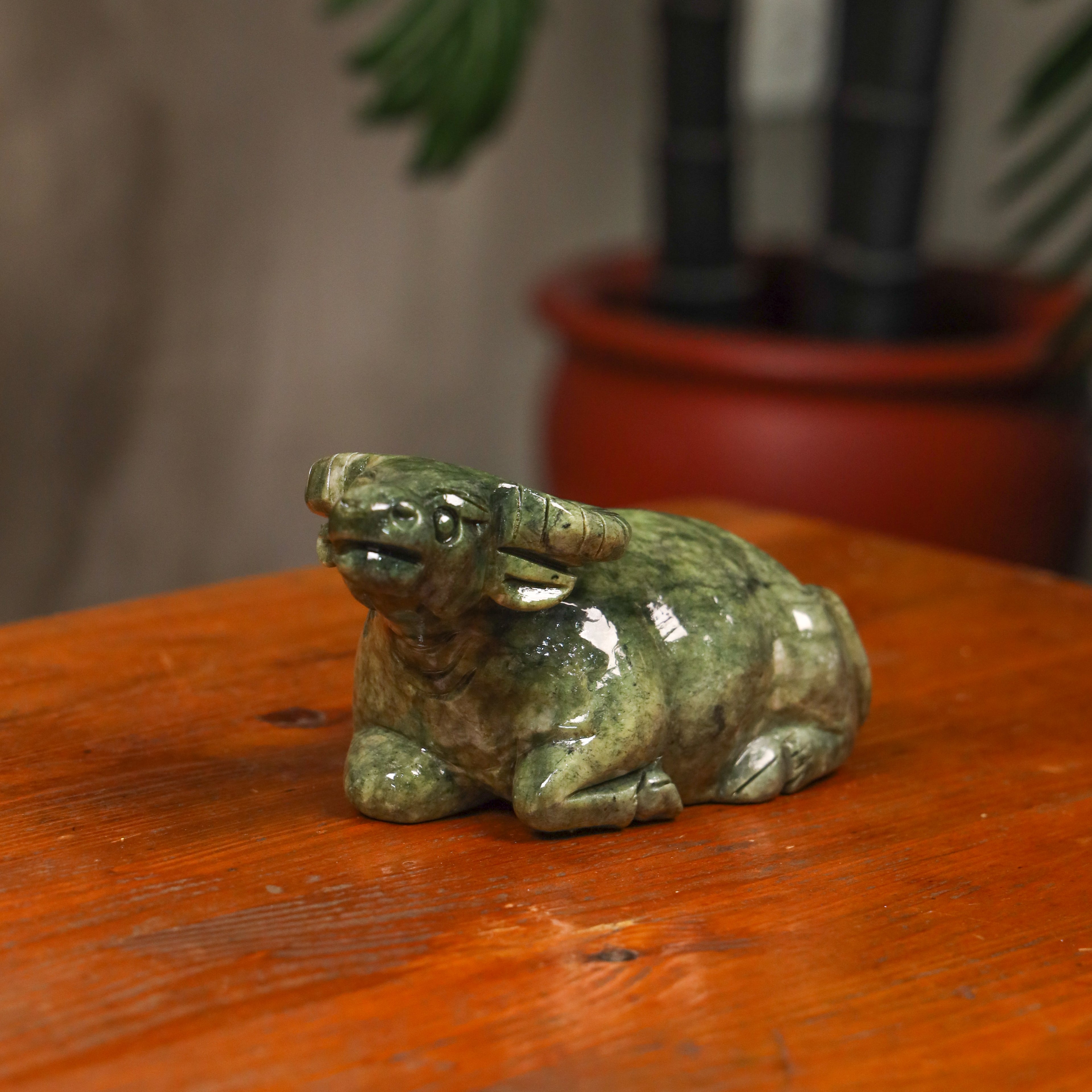 Jade Zodiac Ox for Reliable Progress 18cm