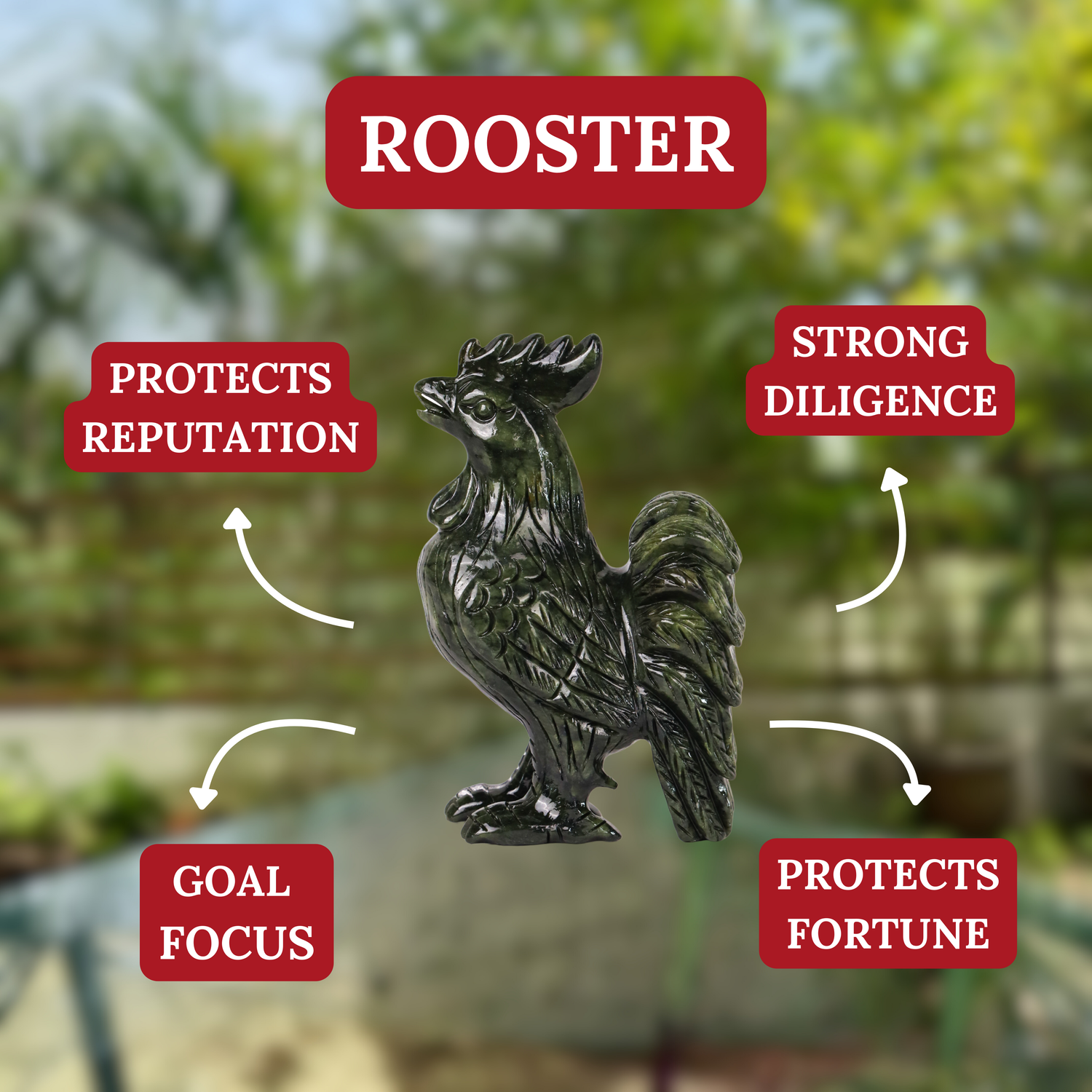 Jade Zodiac Rooster for Strong Diligence 17cm