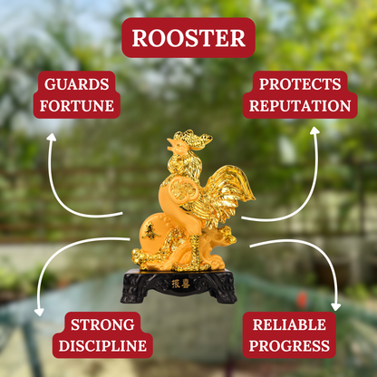 Golden Zodiac Rooster of Reliable Discipline 18cm