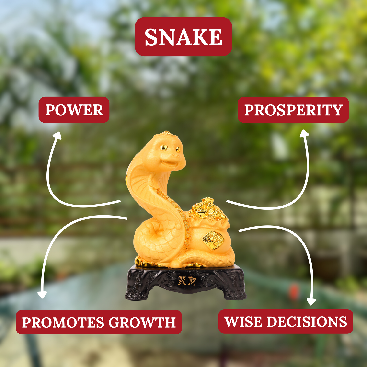 Golden Zodiac Snake of Strategy &amp; Wisdom 18cm