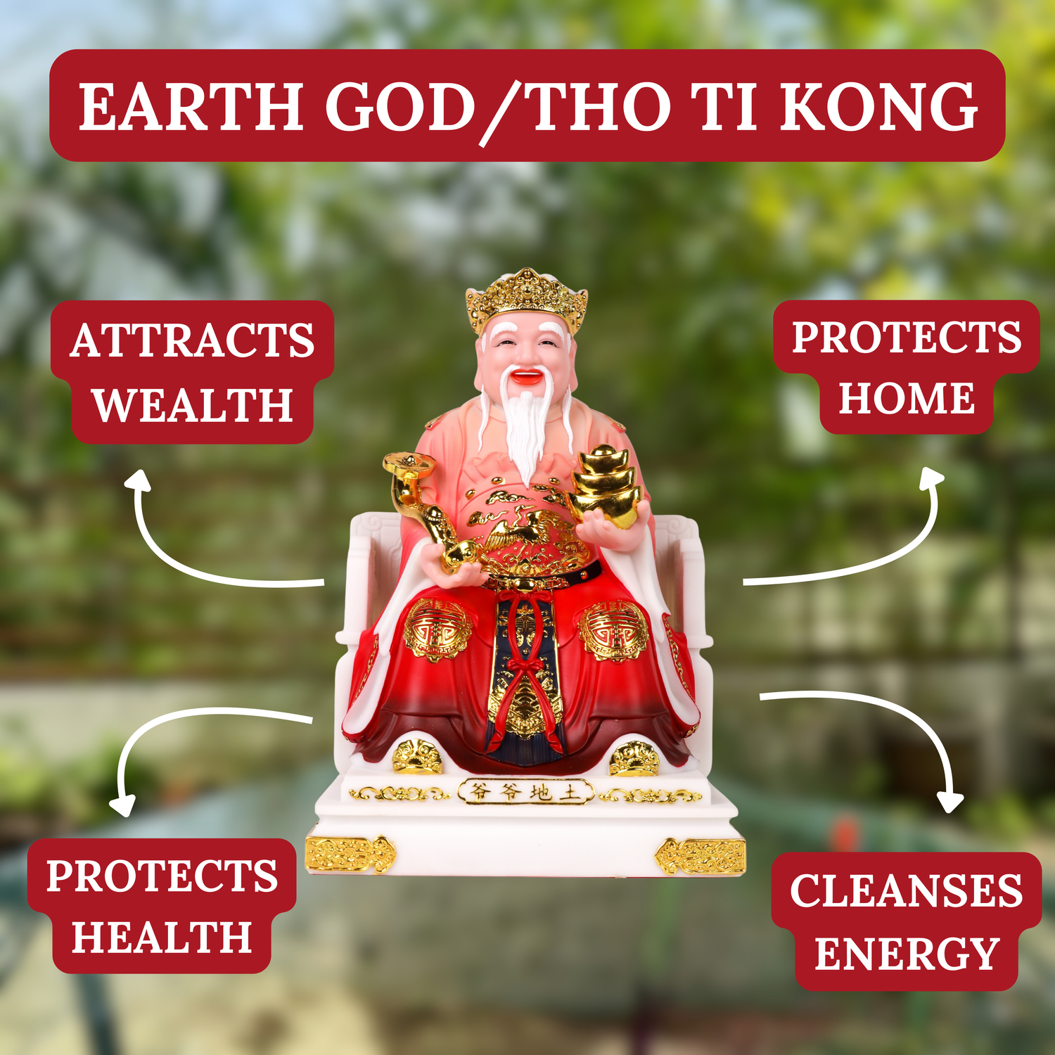 Red Tho Ti Kong for Powerful Blessings 40cm