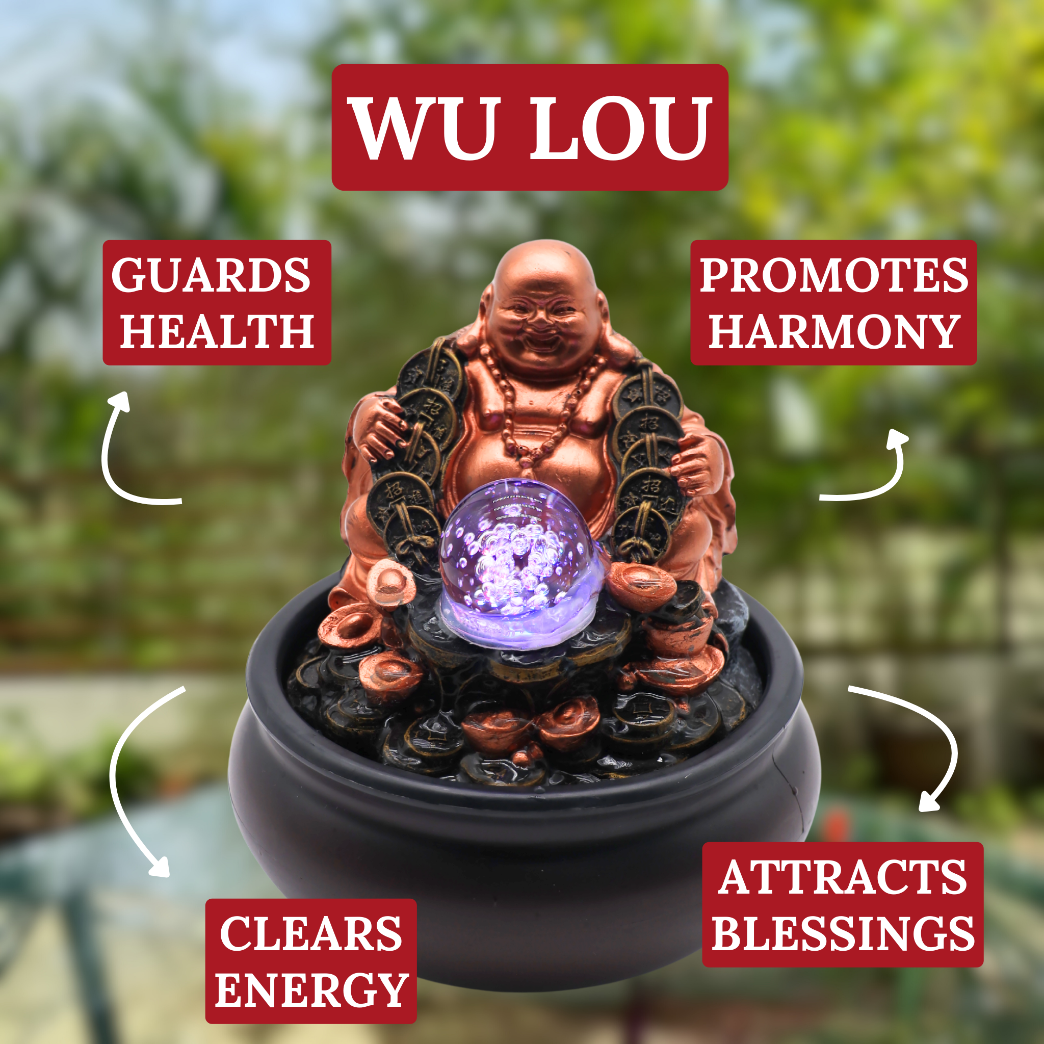 Happy Water Flow Buddha Fountain 20cm