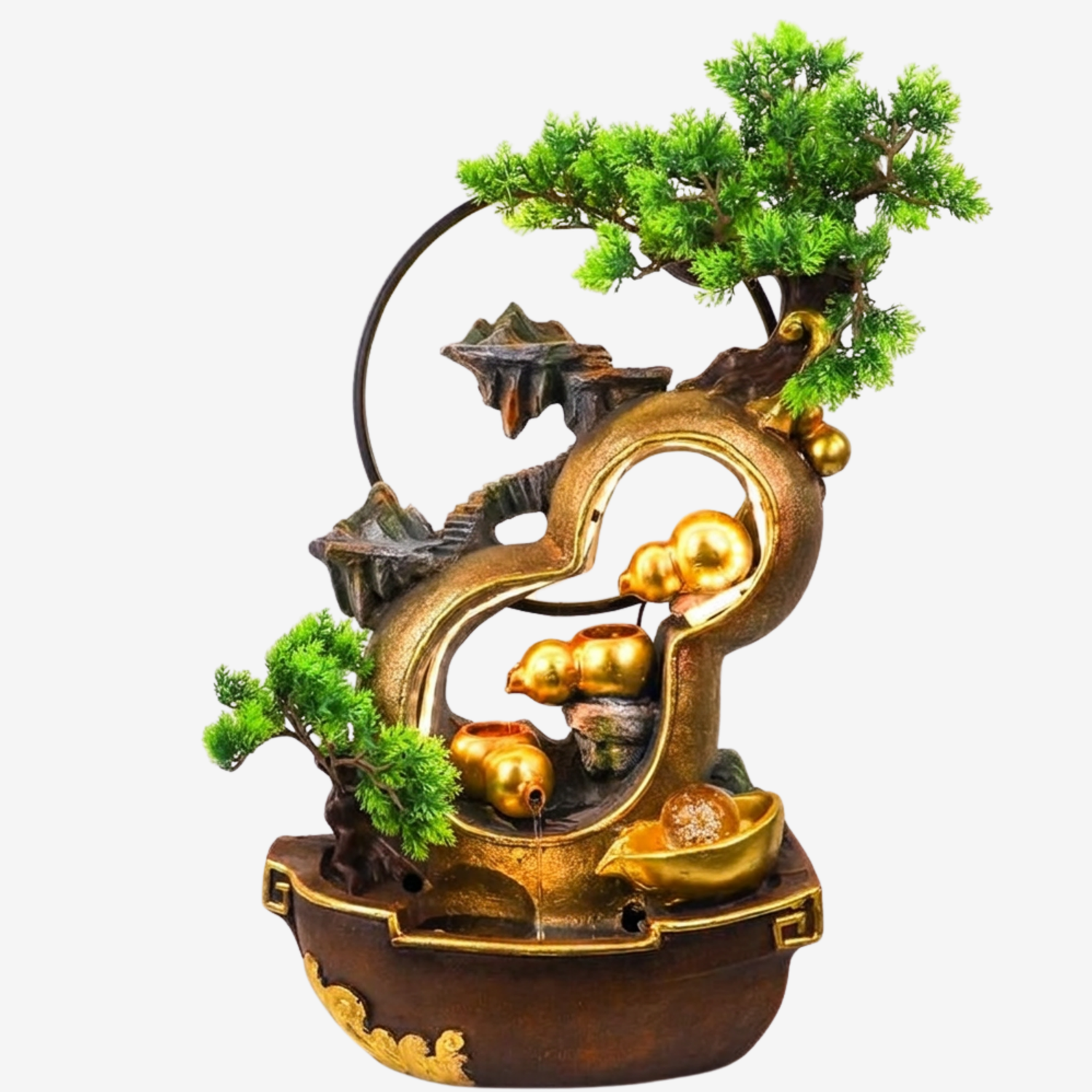 Illuminated Wu Lou Fountain of Blessed Health 60cm