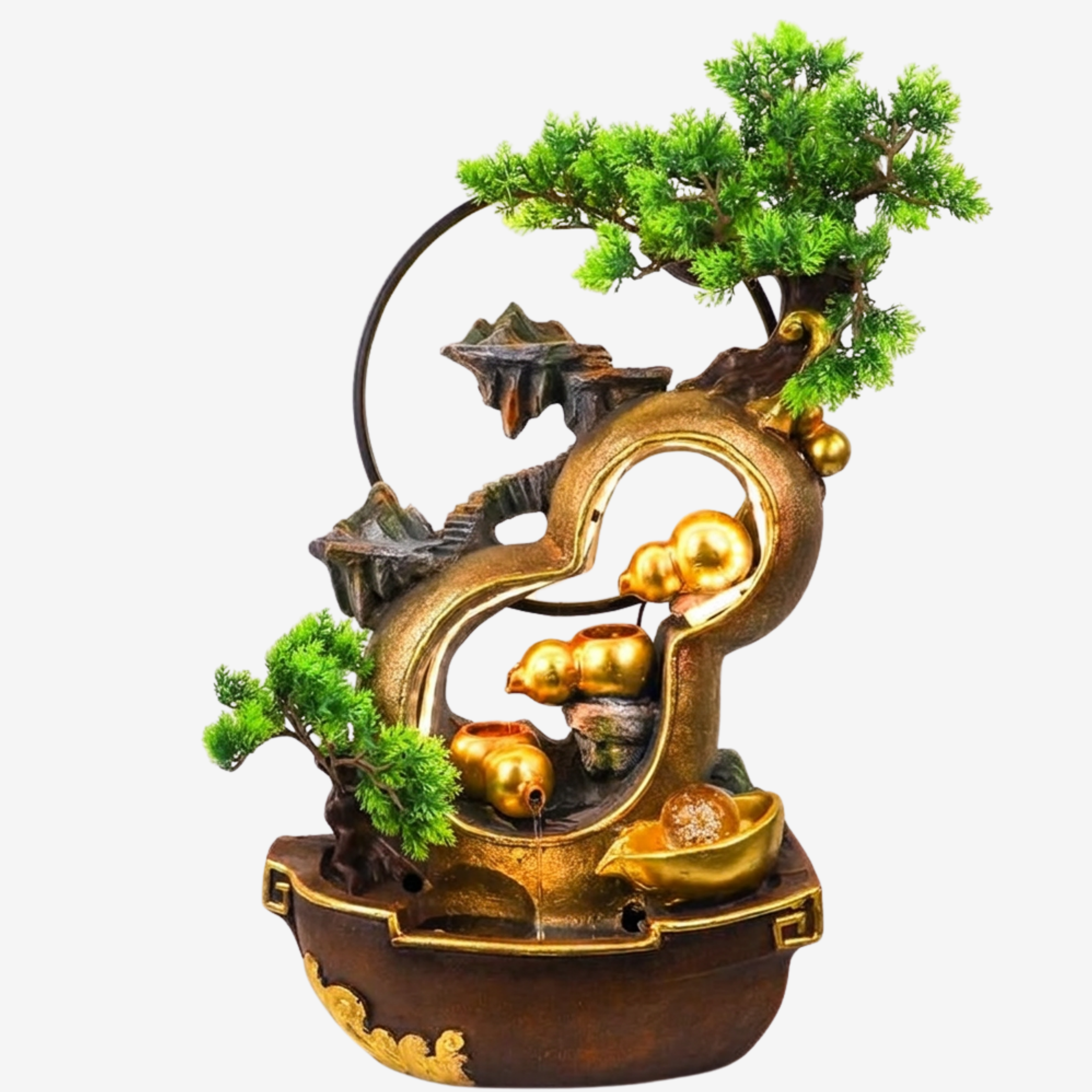 Illuminated Wu Lou Fountain of Blessed Health 60cm