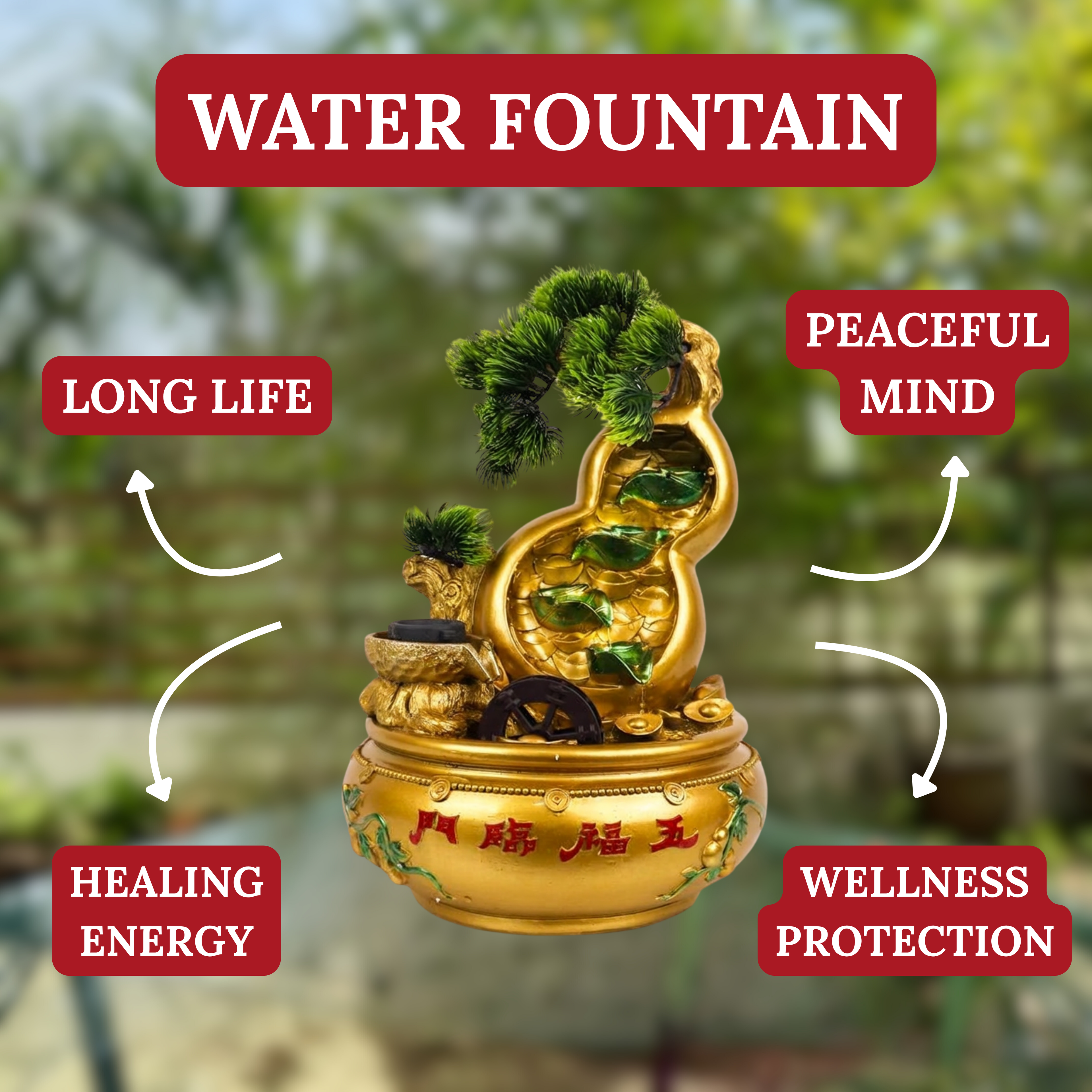 Spring of Great Health Wu Lou Fountain 44cm