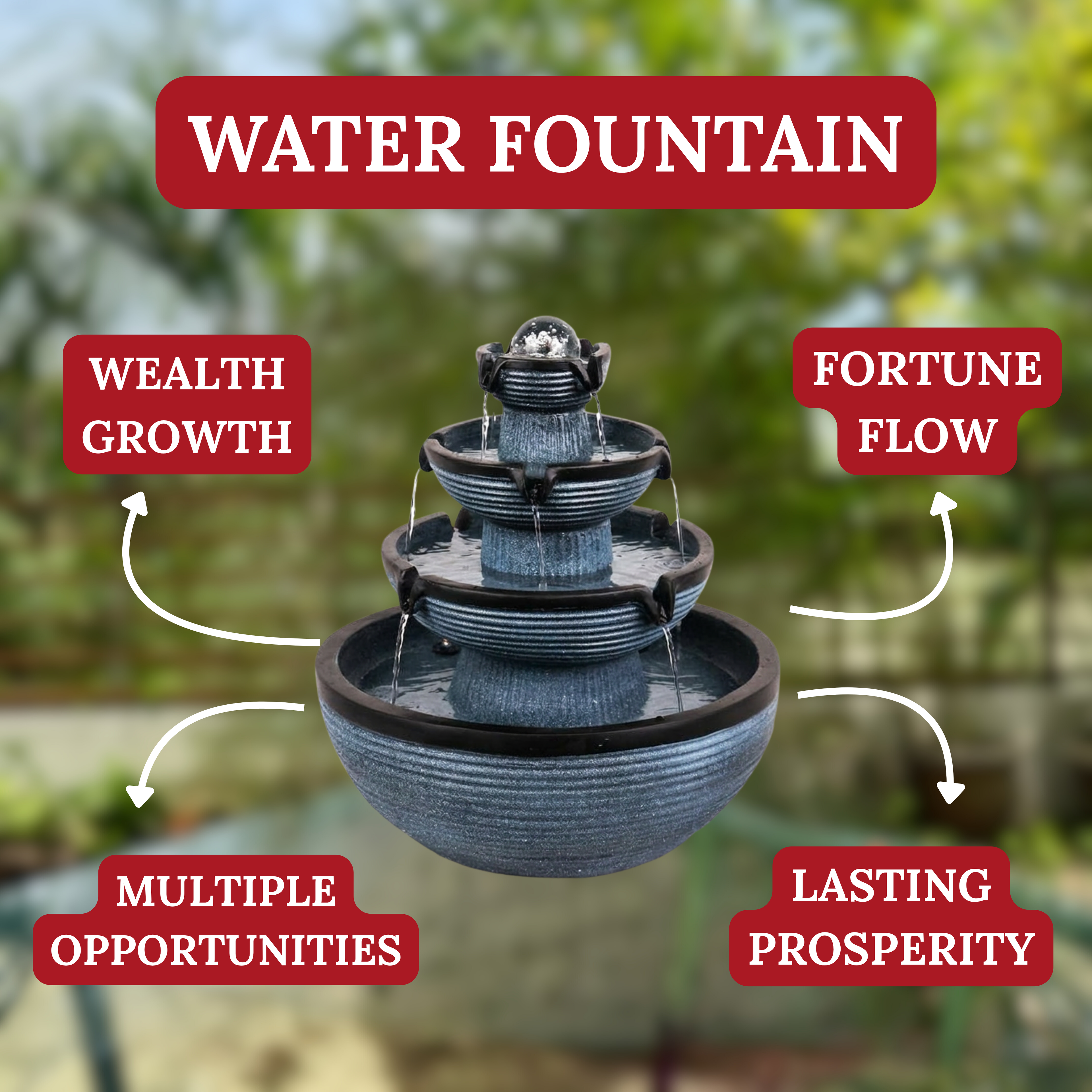 Four Tiers of Wealth Flowing Fountain 40cm