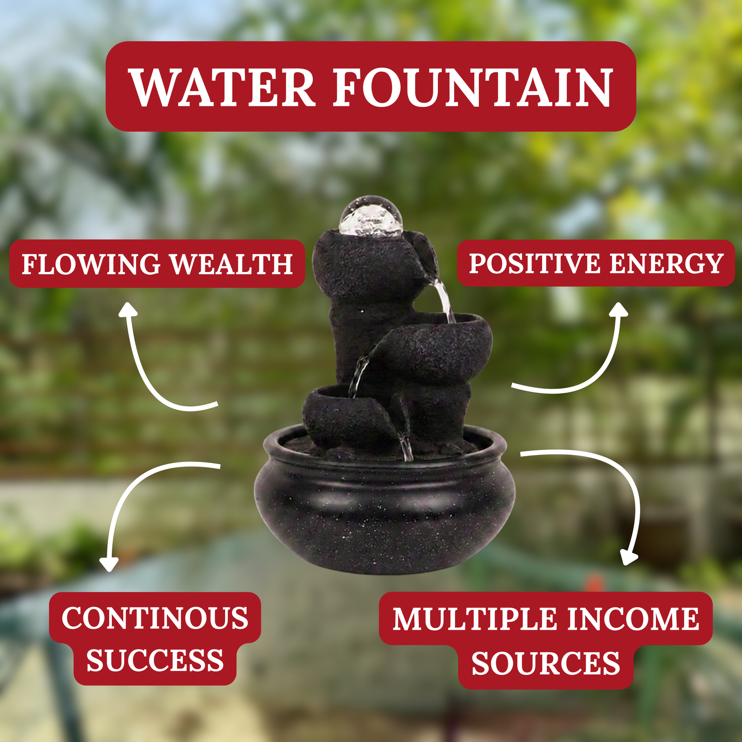 Little Pots of Fortune Fountain 23cm